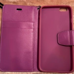this is also a magnetic case. Credit card holders inside. Purple in color.